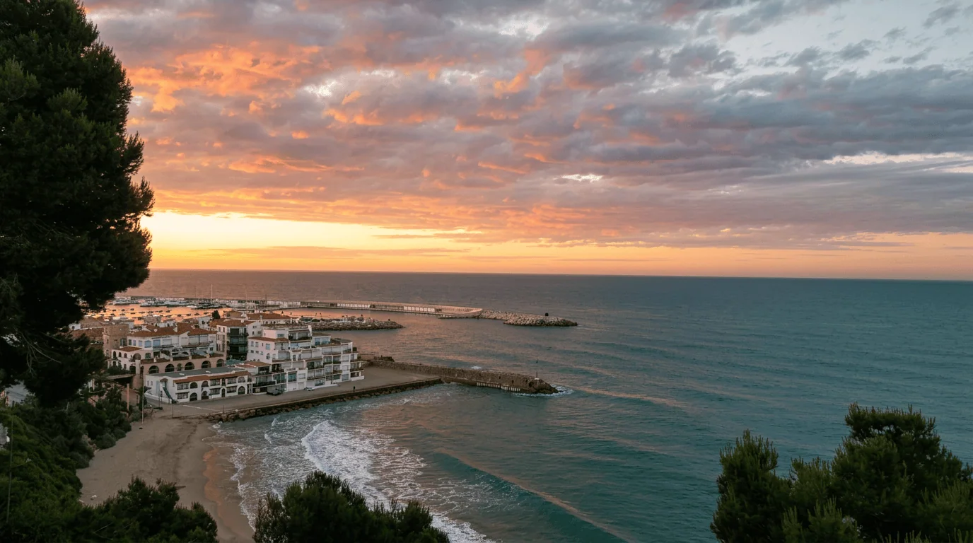 Atardecer sobre el puerto de Roda de Berà